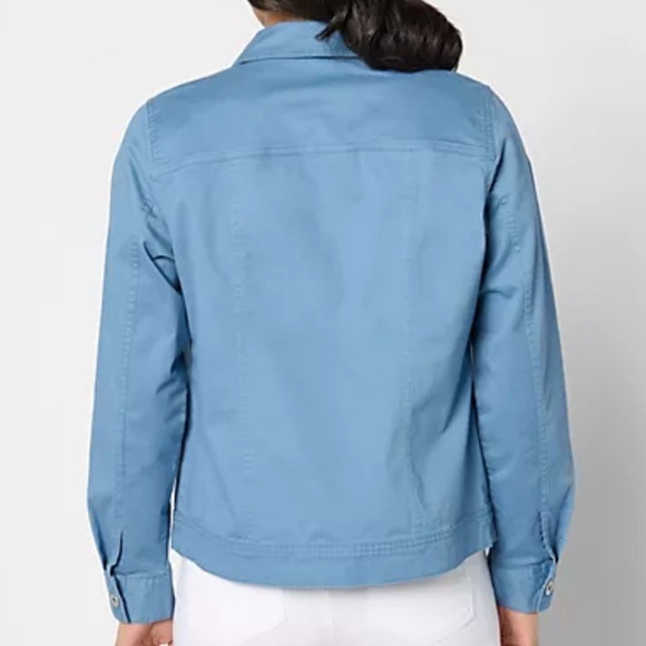 Denim & Co. EasyWear White Twill Classic Button-Front Jacket L - Picture 10 of 13